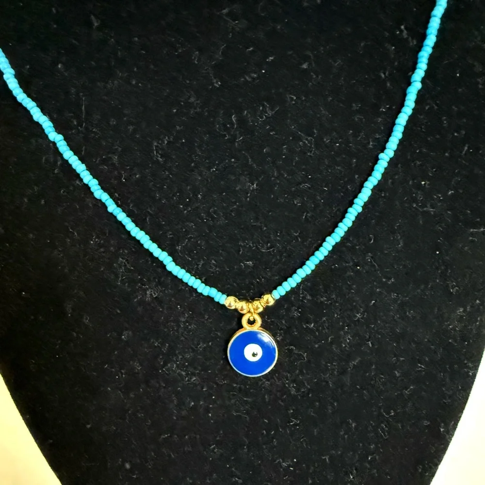 Blue Evil Eye 🧿 Pendant Beaded Necklace Jewelry Girls Necklace Kids Girls Boys